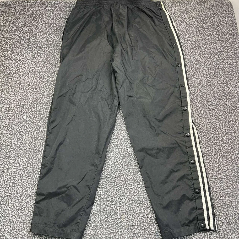 Vintage Adidas Track Pants Men Large Black White 3 Stripe Snap Button 40x31 L